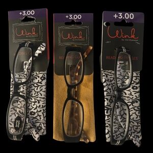 Wink ICU Reading Glasses +3.00 Lot of 3 New Readers Bundle